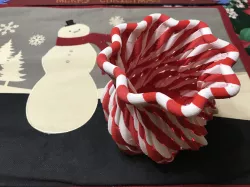 Candy Cane Striped Woven Wave Basket