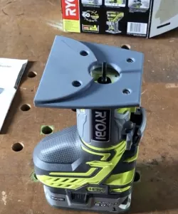 Flush cutting base for Ryobi One+ trim router.