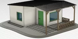 H0 1:87 allotment garden cabin with porch/veranda - "Schrebergarten" Laube mit Vordach