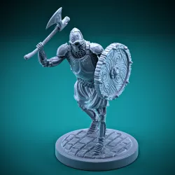 Skeleton - Heavy Infantry - Axe + Round Shield - Attacking Pose