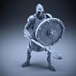 Skeleton - Heavy Infantry - Spear + Round Shield - Defensive Pose