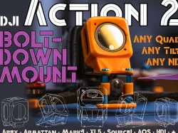 DJI Action 2 TPU Quad Drone Mounts: iFlight Flywoo GepRC Apex Roma etc