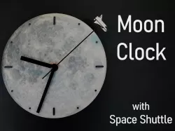 Moon Clock with Space Shuttle (Glows in the Dark)