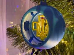 Tryzub in Swiss Cross Insert for a Snap Fit Ornament