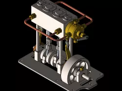 2 CYLINDER VERTICAL MARINE TYPE STEAM ENGINE(BORE 24 X STOKE 28)