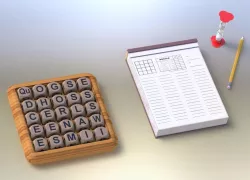 GAME- BOGGLE , WOOD BASE