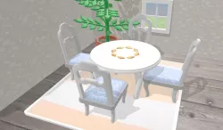 Golden oak leaf table and chairs