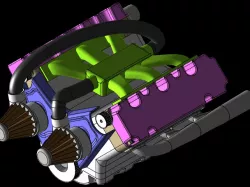 6 Cylinder V Engine Assembly