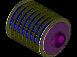 conjunto eixo com discos de serra