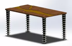 Epoxy table with helix designed legs