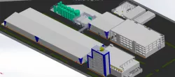 factory plant with tank farm and pipe rack
