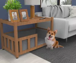 Side/night table with dog bed