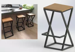 wood metal chair 01