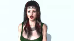   3D  model  -The sexy girl in  a green dress 3D model