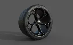 Alfa Romeo Rim and Tire Low-poly  3D model