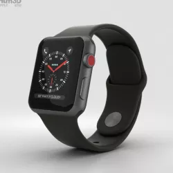 Apple Watch Series 3 38mm GPS Space Gray Aluminum Black Sport 3D model