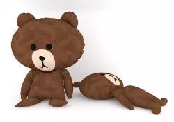 brown bear Plush Figure Doll Toy 3D model