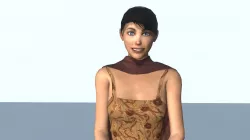 Brunette in a brown dress Low-poly  3D model
