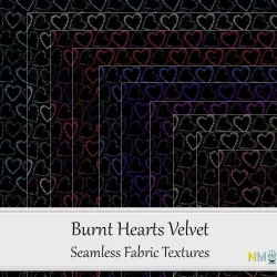 Burnt Hearts Velvet Fabrics Seamless Textures Set Texture