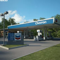 Chevron gas station 001 3D model
