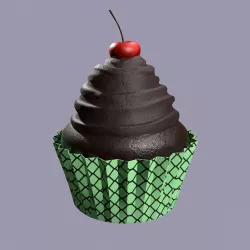 Chocolate Lava Cherry Cupcake Low-poly  3D model