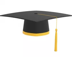 graduation cap with gold tassel 3D model