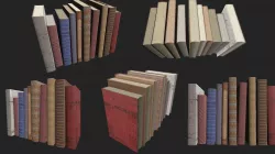 Old Books PBR pack Low-poly  3D model