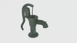  Old Green Hand Water Pump  Low-poly  3D model