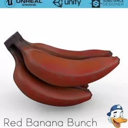 Red Banana Bunch 3D model