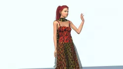 Red-haired girl in a multi-colored dress 3D model
