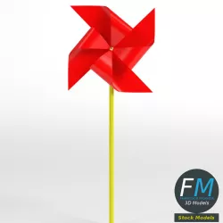 Red pinwheel Low-poly  3D model