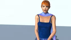Redhead girl in blue dress Low-poly  3D model