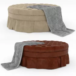Round Capitone Ottoman 3D model