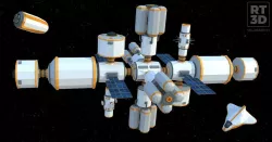 RT3D Lowpoly Space Station Low-poly  3D model