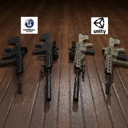 Semi-Automatic Sniper Package Low-poly  3D model