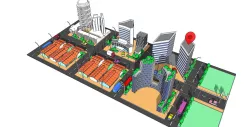 Singapore Beach Road some buildings Low-poly  3D model