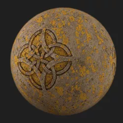 Stone material with moss and simple ornament Texture