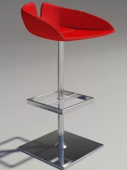 Stool square red revolving Moroso 3D model