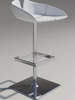 Stool square white revolving 3D model