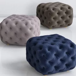 Tufted Velvet Cube Ottoman 3D model