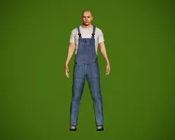 Worker character Low-poly  3D model