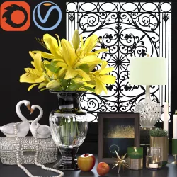 yellow lily decorative set 3D model