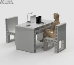 Futuristic Profile Type Desk/Table and Chair