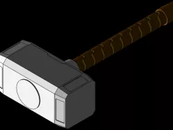 Thor's Hammer Mjolnir (Gold Trimmed Handle)