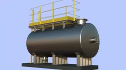 Industrial tank with platform and ladder