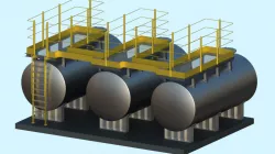 Industrial tank with platform and ladder