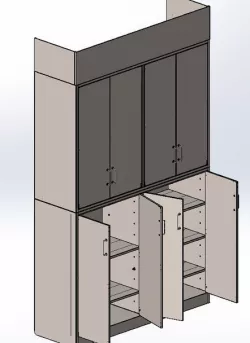 Material cabinet with adjustable shelves.