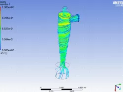 Cyclone Separator CFD Flow analysis for air velocity of 1 m/s and particle diameter of 5 micro meter