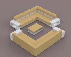 Double sofa with tripoi