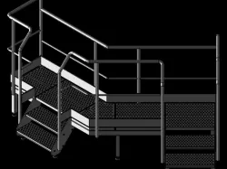 metal platform with stairs and railings